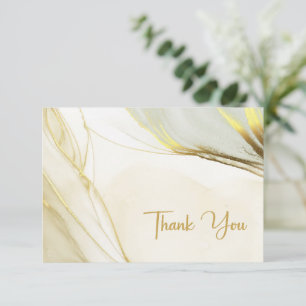 Cartão De Agradecimento Casamento Dourado Marble Elegante