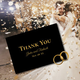 Cartão De Agradecimento Casamento Dourado Minimalista Simples e eterno
