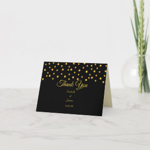 Cartão De Agradecimento Casamento Dourado negro