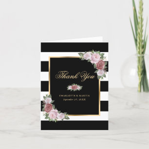 Cartão De Agradecimento Casamento Dourado Rosa Rosa-Rosa-Esbranquiçado Mod
