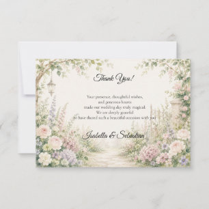 Cartão De Agradecimento Casamento Elegância Jardim Secreto Encantado