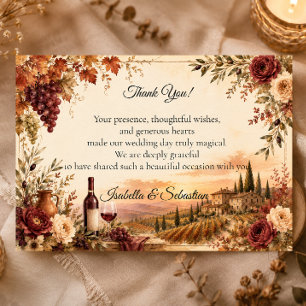 Cartão De Agradecimento Casamento Elegância Outonal da Vinha Rústica