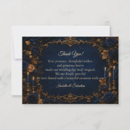 Cartão De Agradecimento Casamento Elegância Outono Meia-Noite Encantado