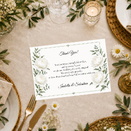 Cartão De Agradecimento Casamento Elegância Peônia Marfim Atemporal
