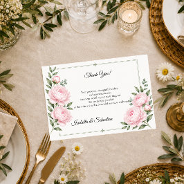 Cartão De Agradecimento Casamento Elegância Peônia Rosa Romântico