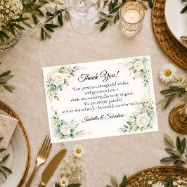 Cartão De Agradecimento Casamento Elegância Rosa de Marfim Atemporal
