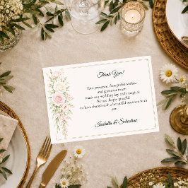 Cartão De Agradecimento Casamento Elegância Rosa Rubor Romântico