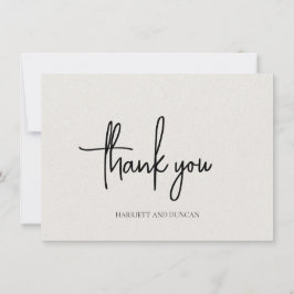 Cartão De Agradecimento Casamento Elegante Bege Atemporal