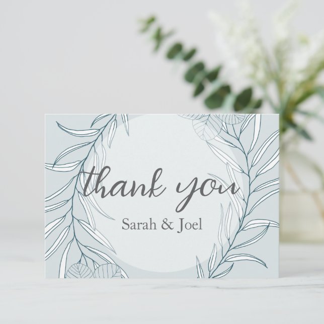 Cartão De Agradecimento Casamento Elegante Boho Wildflower (Em pé/Frente)