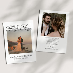 Cartão De Agradecimento Casamento Elegante Clássico de Foto Personalizada