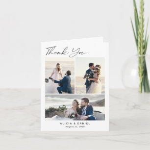 Cartão De Agradecimento Casamento elegante colagem de 4 fotos