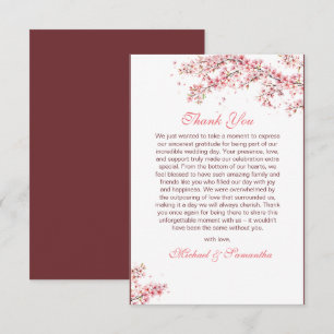 Cartão De Agradecimento Casamento Elegante com Flor de Cerejeira