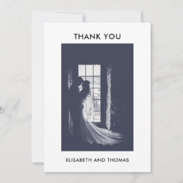 Cartão De Agradecimento Casamento elegante com foto minimalista simples