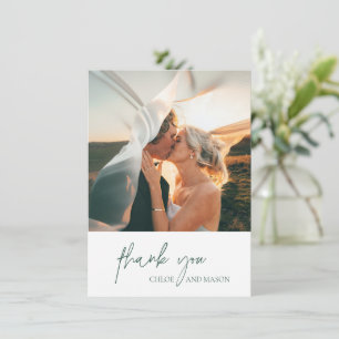 Cartão De Agradecimento Casamento Elegante da Floresta Verde Clássica