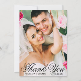 Cartão De Agradecimento Casamento Elegante Da Noiva E Do Groom Obrigado Fo