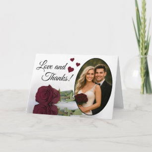 Cartão De Agradecimento Casamento Elegante da Rosa Burgundy