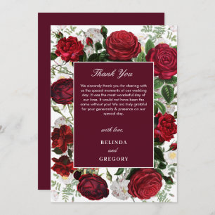 Cartão De Agradecimento Casamento Elegante De Aquarela Floral Moderna Burg