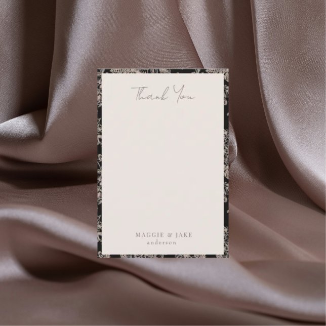 Cartão De Agradecimento Casamento Elegante de Chinoiserie Negra Obrigado (Criador carregado)