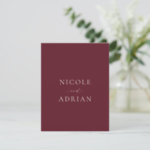 Cartão De Agradecimento Casamento Elegante de Foto Clássica Burgundy