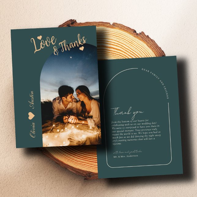 Cartão De Agradecimento Casamento Elegante de Foto do Arco Moderno de Spru (Criador carregado)