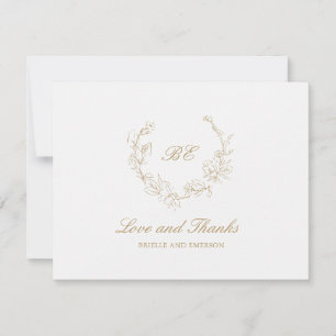 Cartão De Agradecimento Casamento Elegante de Foto do Monograma de Terra D