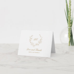 Cartão De Agradecimento Casamento Elegante de Foto do Monograma de Terra D