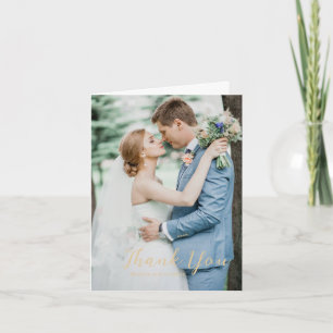 Cartão De Agradecimento Casamento Elegante De Foto Neutra Terrestre Bold S