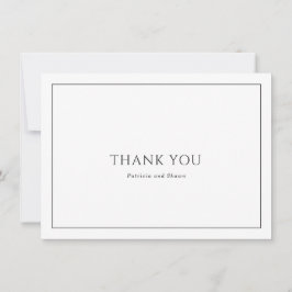 Cartão De Agradecimento Casamento Elegante de Foto Simples Preta e Branca