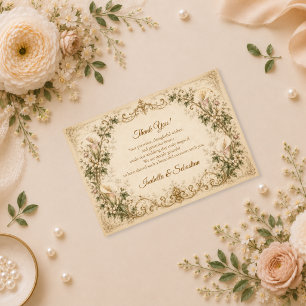 Cartão De Agradecimento Casamento Elegante de Lírio Calla Vintage