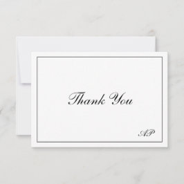 Cartão De Agradecimento Casamento Elegante de Monograma Moderno