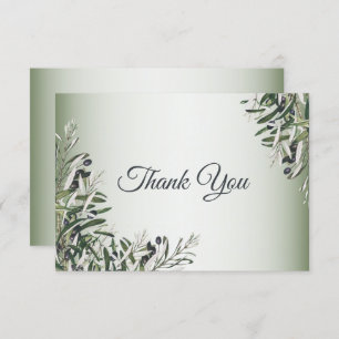 Cartão De Agradecimento Casamento Elegante de Oliva Negra