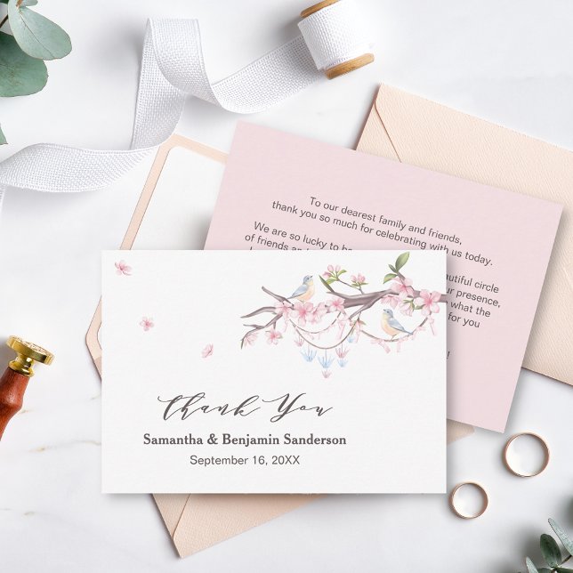 Cartão De Agradecimento Casamento Elegante de Sakura Cherry Blossom (Criador carregado)