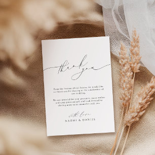 Cartão De Agradecimento Casamento Elegante De Script Chic Moderno Minimali