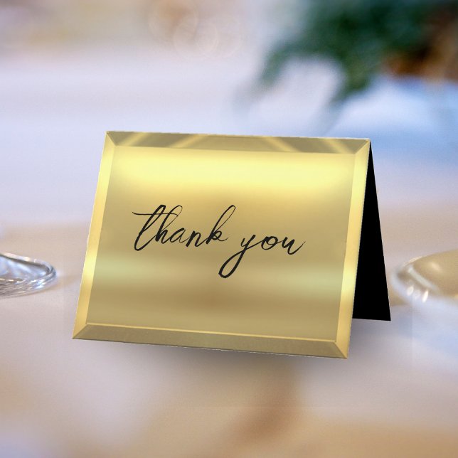 Cartão De Agradecimento Casamento Elegante do Bar Dourado (Gold Bar Elegant Wedding Thank You Card)