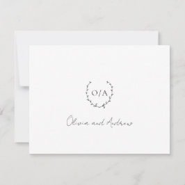 Cartão De Agradecimento Casamento Elegante do Monograma Wreath Clássico