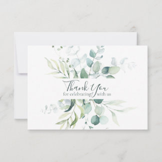 Cartão De Agradecimento Casamento Elegante Eucalyptus Botanical Watercolor