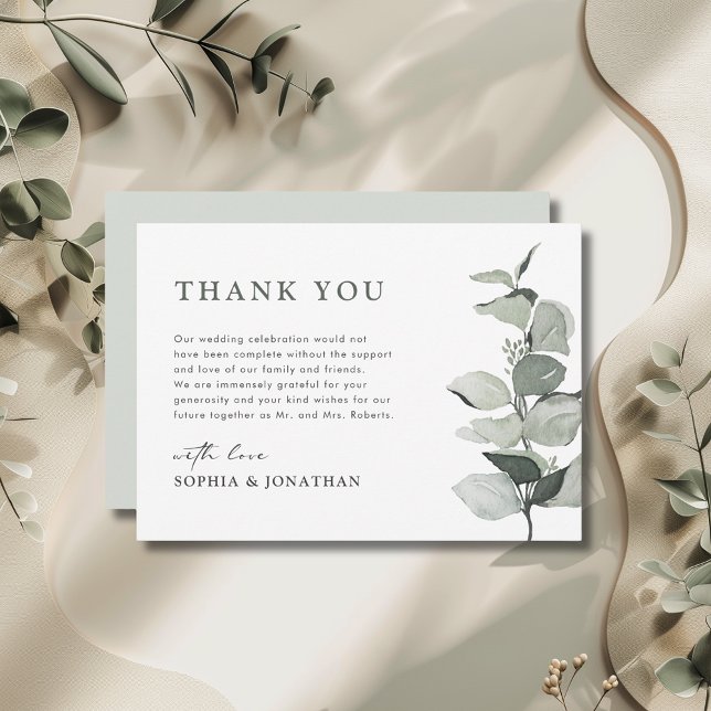 Cartão De Agradecimento Casamento Elegante Eucalyptus Greenery (Elegant Eucalyptus Wedding Thank You Card)