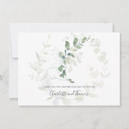 Cartão De Agradecimento Casamento Elegante Eucalyptus Greenery Obrigado