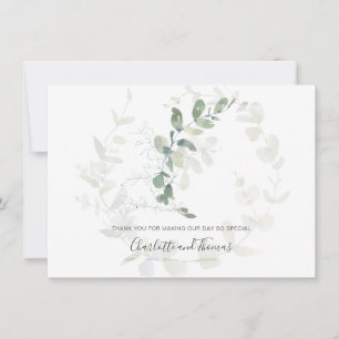 Cartão De Agradecimento Casamento Elegante Eucalyptus Greenery Obrigado