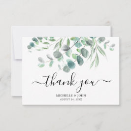 Cartão De Agradecimento Casamento Elegante Eucalyptus Watercolor