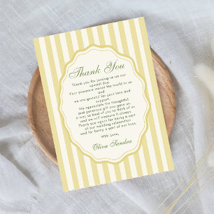 Cartão De Agradecimento Casamento Elegante Faixa Amarela de Citros