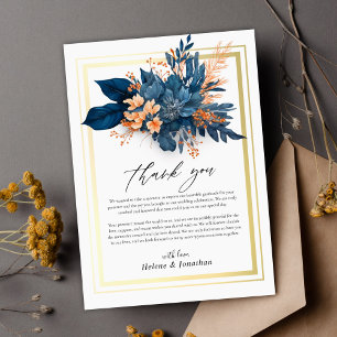 Cartão De Agradecimento Casamento Elegante Floral de Cor Biológica Botânic