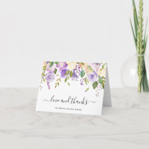 Cartão De Agradecimento Casamento Elegante Floral de Lilac Watercolor