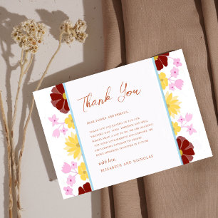 Cartão De Agradecimento casamento elegante floral único