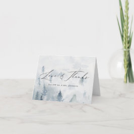 Cartão De Agradecimento Casamento Elegante Floresta de Inverno Amor & Agra