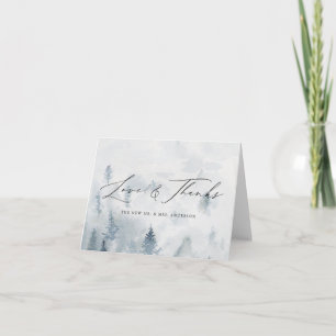 Cartão De Agradecimento Casamento Elegante Floresta de Inverno Amor & Agra