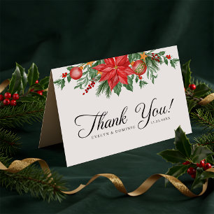 Cartão De Agradecimento Casamento Elegante Foliage de Natal Dobrado