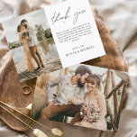 Cartão De Agradecimento Casamento Elegante Minimalista Obrigado Foto<br><div class="desc">Elevem a vossa gratidão com as nossas elegantes cartas de agradecimento que incluem a escrita moderna e a vossa fotografia favorita do casamento. Essas cartas oferecem um na moda e design minimalista que complementa perfeitamente qualquer estética de casamento. Personalize-os com uma mensagem sincera de apreço para transmitir seus obrigados aos...</div>