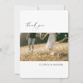 Cartão De Agradecimento Casamento Elegante Mínimo Formal de Foto Moderna