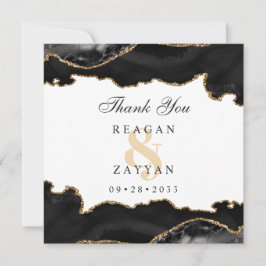 Cartão De Agradecimento Casamento Elegante Moderno Da Agata De Marble Pret